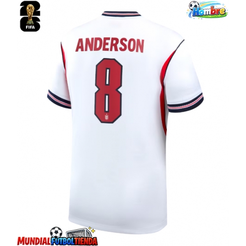 Camiseta Inglaterra Elliot Anderson #8 Primera Equipación Replica Mundial 2026 mangas cortas